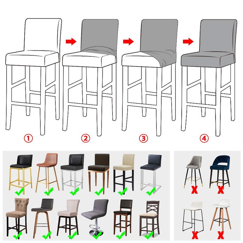 Lellen Jacquard Bar Chair Stool Coverï¼Œ4PCS Stretch Chair Slipcover Pattern for Short Swivel Dining Chair Counter Height Side Chairs Bar Stool Covers with Backs Barstool Covers Slipcovers Pub Chair Slipcover - Image 5